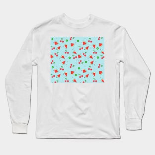 watermelon and cherries pattern Long Sleeve T-Shirt